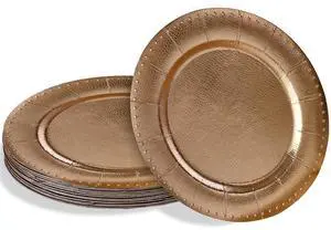 Gold with Beaded Rim Disposable Charger Paper Plates - 13" (Pack of 10) - Perfect for Weddings, Parties & Special Occasions Gold with Beaded Rim Disposable Charger Paper Plates - 13" (Pack of 10) - Perfect for Weddings, Parties & Special Occasions