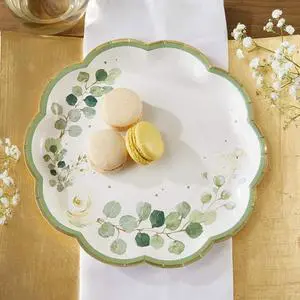 Party Decorations, Eucalyptus Floral 9 in. Decorative Premium Paper Plates (350 GSM weight -Set of 16) - Perfect for Greenery Baby Shower & Bridal Showers Party Decorations, Eucalyptus Floral 9 in. Decorative Premium Paper Plates (350 GSM weight -Set of 16) - Perfect for Greenery Baby Shower & Bridal Showers