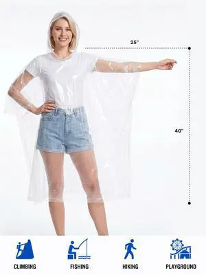 SaphiRose Disposable Rain Ponchos Emergency Clear Poncho (4 pack, Clear) SaphiRose Disposable Rain Ponchos Emergency Clear Poncho (4 pack, Clear)