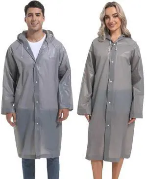 Rain Ponchos for Adults Reusable 2Pcs Raincoats Emergency Survival With Hoods And Sleeves for Women Men Grey Rain Ponchos for Adults Reusable 2Pcs Raincoats Emergency Survival With Hoods And Sleeves for Women Men Grey