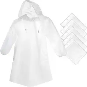 Rain Ponchos Disposable for Adults Women, 5 Pack Clear Family Pack Raincoats Rain Jacket with Hood Sleeves for Disney Travel Rain Ponchos Disposable for Adults Women, 5 Pack Clear Family Pack Raincoats Rain Jacket with Hood Sleeves for Disney Travel