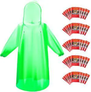 6 & 20 & 50 Pack Disposable Rain Ponchos for Adults/Youth, Waterproof PE Raincoats with Drawstring, Camping/Emergency, Green 6 & 20 & 50 Pack Disposable Rain Ponchos for Adults/Youth, Waterproof PE Raincoats with Drawstring, Camping/Emergency, Green