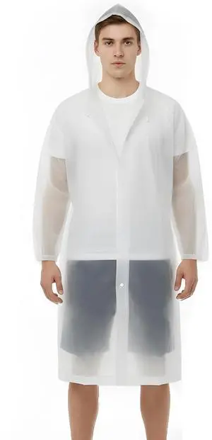 EVA Raincoat for Adults - Reusable Transparent Poncho, Waterproof & Breathable Rain Wear for Women and Men (1, White) EVA Raincoat for Adults - Reusable Transparent Poncho, Waterproof & Breathable Rain Wear for Women and Men (1, White)
