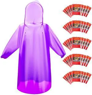6 & 20 & 50 Pack Disposable Rain Ponchos for Adults/Youth, Waterproof PE Raincoats with Drawstring, Camping/Emergency, Purple 6 & 20 & 50 Pack Disposable Rain Ponchos for Adults/Youth, Waterproof PE Raincoats with Drawstring, Camping/Emergency, Purple
