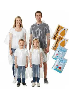 Disposable Rain Ponchos for Adults, 4 Pack Family Pack Clear Emergency Hooded Raincoat for Travel Camping Disposable Rain Ponchos for Adults, 4 Pack Family Pack Clear Emergency Hooded Raincoat for Travel Camping