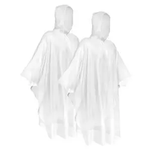 Rain Poncho with Hood for Adults, Disposable Clear Emergency Raincoats, 2pcs Rain Poncho with Hood for Adults, Disposable Clear Emergency Raincoats, 2pcs