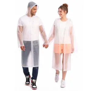 Rain Coats (2 Pack) - Waterproof Reusable Rain Ponchos with Hood and Snap Buttons - Lightweight, Durable - Raincoat for Men & Women - Clear Unisex Design Rain Coats (2 Pack) - Waterproof Reusable Rain Ponchos with Hood and Snap Buttons - Lightweight, Durable - Raincoat for Men & Women - Clear Unisex Design