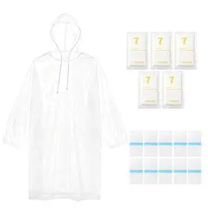 Disposable Rain Ponchos for Adults, 5Pcs Card-Sized Emergency Ponchos with Hood Clear Ponchos Family Pack for Travel, Waterproof PE Raincoats with 10Pcs Shoe Toe Sticker for Women, Men, Kids Disposable Rain Ponchos for Adults, 5Pcs Card-Sized Emergency Ponchos with Hood Clear Ponchos Family Pack for Travel, Waterproof PE Raincoats with 10Pcs Shoe Toe Sticker for Women, Men, Kids