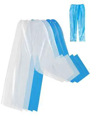 Rain Pants,4PCS Disposable Rain Pants With Shoe Cover,Disposable Raincoat With Connected Feet, Men and Women Waterproof Rain Ponchos for Adults (Blue+Transprant) Rain Pants,4PCS Disposable Rain Pants With Shoe Cover,Disposable Raincoat With Connected Feet, Men and Women Waterproof Rain Ponchos for Adults (Blue+Transprant)