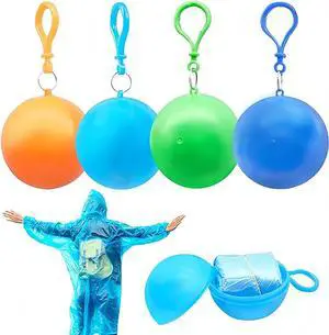 4 Pack Portable Disposable Emergencywith Hood and Attachable Round Case, Raincoats Rain Poncho in A Ball Waterproof Raincoat In Keychain Ball, Adult Rainwear for Camping, Cycling 4 Pack Portable Disposable Emergencywith Hood and Attachable Round Case, Raincoats Rain Poncho in A Ball Waterproof Raincoat In Keychain Ball, Adult Rainwear for Camping, Cycling