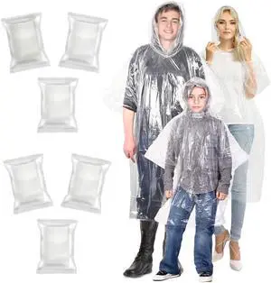 Adults & Kids Transparent Rain Poncho 6-Pack (3 Kids + 3Adult) | Rain Coat - Emergency Rain Ponchos for Adults & Kids | Disposable Rain Ponchos Combo Family Pack with Clear Hood Adults & Kids Transparent Rain Poncho 6-Pack (3 Kids + 3Adult) | Rain Coat - Emergency Rain Ponchos for Adults & Kids | Disposable Rain Ponchos Combo Family Pack with Clear Hood