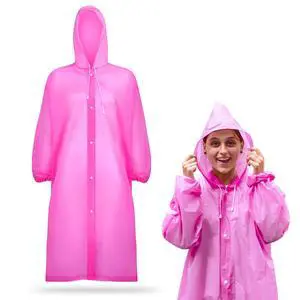 Rain Ponchos for Adults Reusable Rain Coats with Hood and Drawstring Thicken Ponchos Waterproof for Women(Pink) Rain Ponchos for Adults Reusable Rain Coats with Hood and Drawstring Thicken Ponchos Waterproof for Women(Pink)