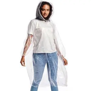 Disposable Rain Ponchos for Adults with Drawstring Hood -3 Pack Clear Disposable Rain Ponchos for Adults with Drawstring Hood -3 Pack Clear