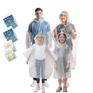 Emergency Disposable Rain Ponchos Family Pack, Rainwear for Adults & Kid-Portable for School Trips and Outdoor Events Emergency Disposable Rain Ponchos Family Pack, Rainwear for Adults & Kid-Portable for School Trips and Outdoor Events