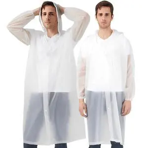 Rain Ponchos Raincoats for Adults, 2 Pcs Reusable Rain Jacket Coats with Hoods and Sleeves for Men Women (White) Rain Ponchos Raincoats for Adults, 2 Pcs Reusable Rain Jacket Coats with Hoods and Sleeves for Men Women (White)