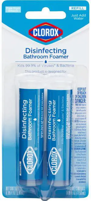 Disinfecting Bathroom Foamer Refills for Clorox Bathroom Foamer Cleaning System, Household Essentials, 2 Count Disinfecting Bathroom Foamer Refills for Clorox Bathroom Foamer Cleaning System, Household Essentials, 2 Count