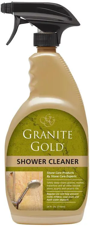 Shower Cleaner Spray for Quartz, Granite, Marble, Ceramic, and Other Stone Tub Surfaces, Made in the USA, 24 Ounces, Gold Shower Cleaner Spray for Quartz, Granite, Marble, Ceramic, and Other Stone Tub Surfaces, Made in the USA, 24 Ounces, Gold