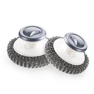 2Pcs Stainless Steel Scrubber with Handle, Steel Wool Scrubber Tool for Cleaning Dishes, Scrubbing Scouring Brush Pad for Kitchen Pots, Pans, Sink 2Pcs Stainless Steel Scrubber with Handle, Steel Wool Scrubber Tool for Cleaning Dishes, Scrubbing Scouring Brush Pad for Kitchen Pots, Pans, Sink