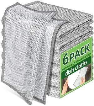 Stainless Steel Scrubber and Cleaning Rags - Non Scratch Wire Dishcloth for Washing Dishes, Steel Wool Scrubber and Dish Towels for Kitchen (6PCS) Stainless Steel Scrubber and Cleaning Rags - Non Scratch Wire Dishcloth for Washing Dishes, Steel Wool Scrubber and Dish Towels for Kitchen (6PCS)