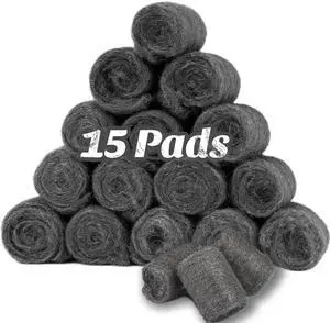 Steel Wool Pads 0000 for Glass - 15 Pcs Extra Fine SteelWool for Cleaning & Polishing - Steel Wool Mice Control Steel Wool Pads 0000 for Glass - 15 Pcs Extra Fine SteelWool for Cleaning & Polishing - Steel Wool Mice Control
