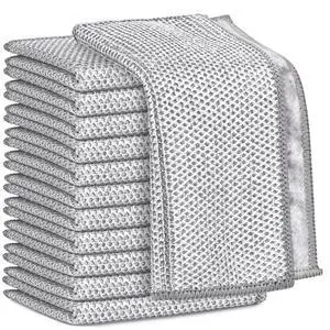 Non Scratch Wire Dishcloth 12PK, Wire Dishwashing Rag for Wet and Dry, Dual Sided, Washable Dish Rags, Cleaning Pads Steel Scrubber for Cookware, Sinks, Dishes, Stove Tops, 7"×8" Non Scratch Wire Dishcloth 12PK, Wire Dishwashing Rag for Wet and Dry, Dual Sided, Washable Dish Rags, Cleaning Pads Steel Scrubber for Cookware, Sinks, Dishes, Stove Tops, 7"×8"