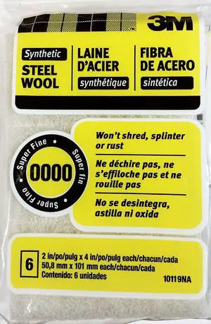 3M Synthetic Steel Wool Pads, 6-Pad, Use Wet Or Dry, Compatible With Water-Based Strippers & Finishes, Will Not Shred, Splinter Or Rust Like Steel Wool Does, Rinse and Reuse (10119NA) 3M Synthetic Steel Wool Pads, 6-Pad, Use Wet Or Dry, Compatible With Water-Based Strippers & Finishes, Will Not Shred, Splinter Or Rust Like Steel Wool Does, Rinse and Reuse (10119NA)