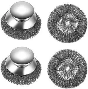 2Pcs Stainless Steel Wool Scrubber Set with Handle2 Replacement Steel Scrubber Wool Pads, and Scrubbing Brushes Cleaning Supplies for Pots, Pans, Grills, Sink 2Pcs Stainless Steel Wool Scrubber Set with Handle2 Replacement Steel Scrubber Wool Pads, and Scrubbing Brushes Cleaning Supplies for Pots, Pans, Grills, Sink