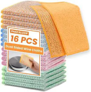 16 Pcs Multipurpose Wire Dishwashing Rags, Upgraded Dual-Sided Non Scratch Wire Dishcloth, Reusable Metal Wash Cloth, Steel Wool Cleaning Cloths for Kitchen, Cookware, Sinks, Stove Tops 16 Pcs Multipurpose Wire Dishwashing Rags, Upgraded Dual-Sided Non Scratch Wire Dishcloth, Reusable Metal Wash Cloth, Steel Wool Cleaning Cloths for Kitchen, Cookware, Sinks, Stove Tops