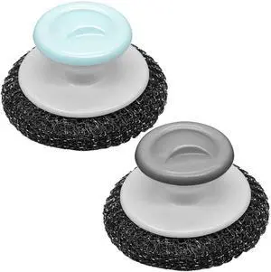 2Pcs Stainless Steel Wool Scrubber with Handle, Heavy Duty Pot Scrubbers Dish Scrubber Cleaning Brush Wash for Dish, Stainless Steel Scrubbing Brushes Cleaning Supplies for Pots, Pans, Grills, Sink 2Pcs Stainless Steel Wool Scrubber with Handle, Heavy Duty Pot Scrubbers Dish Scrubber Cleaning Brush Wash for Dish, Stainless Steel Scrubbing Brushes Cleaning Supplies for Pots, Pans, Grills, Sink