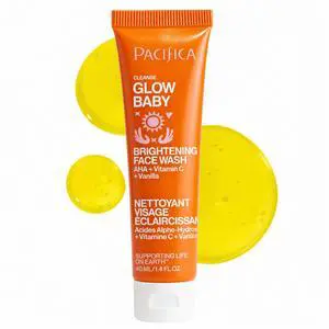 Mini Glow Baby Brightening Facial Cleanser 1.4 oz Vitamin C & Glycolic Acid (AHA) Face Wash Daily Cleanser for Anti-Aging Exfoliating for Smooth, Even Glowing Skin Vegan Clean Beauty Mini Glow Baby Brightening Facial Cleanser 1.4 oz Vitamin C & Glycolic Acid (AHA) Face Wash Daily Cleanser for Anti-Aging Exfoliating for Smooth, Even Glowing Skin Vegan Clean Beauty