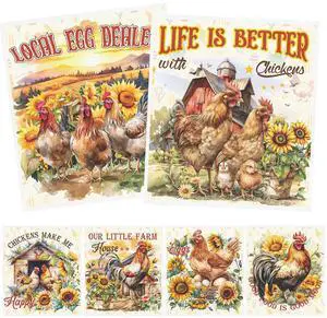 Swedish Dishcloths for Kitchen, 6 Pack Farm Reusable Paper Towels Housewarming Gifts for Women, Chicken Rooster Absorbent Dish Rags for Washing Dishes Swedish Dishcloths for Kitchen, 6 Pack Farm Reusable Paper Towels Housewarming Gifts for Women, Chicken Rooster Absorbent Dish Rags for Washing Dishes