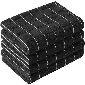 Kitchen Towels, Super Soft Absorbent and Lint Free Dish Towels, Hand Towels for Washing Dishes, 4 Pack, 24 x 16 Inch, Black Kitchen Towels, Super Soft Absorbent and Lint Free Dish Towels, Hand Towels for Washing Dishes, 4 Pack, 24 x 16 Inch, Black