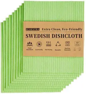 Swedish Dishcloths for Kitchen 10 Pack, Green Cellulose Sponge Cloths of Reusable Dish Cloths for Cleaning,Super Absorbent Dish Towels for Washing Dishes Swedish Dishcloths for Kitchen 10 Pack, Green Cellulose Sponge Cloths of Reusable Dish Cloths for Cleaning,Super Absorbent Dish Towels for Washing Dishes