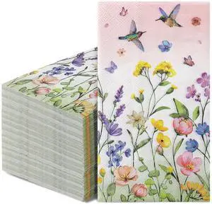 60 Pcs Floral Napkins, 2-Ply Watercolor Wildflower Dinner Guest Napkins Disposable Hand Towels for Bathroom Decorative Spring Napkin for Baby Bridal Shower, Tea Party, Wedding 60 Pcs Floral Napkins, 2-Ply Watercolor Wildflower Dinner Guest Napkins Disposable Hand Towels for Bathroom Decorative Spring Napkin for Baby Bridal Shower, Tea Party, Wedding