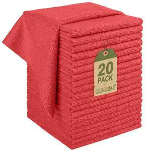 Microfiber Cleaning Cloth, 20 Pack Reusable Microfiber Towels for Cars Lint Free Cleaning Shop Towel Rags for Home Kitchen Automotive Bar Mechanic Restaurant Garage, 11.5"x 11.5", Red Microfiber Cleaning Cloth, 20 Pack Reusable Microfiber Towels for Cars Lint Free Cleaning Shop Towel Rags for Home Kitchen Automotive Bar Mechanic Restaurant Garage, 11.5"x 11.5", Red