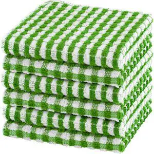 6 Pack 100% Cotton Kitchen Towels, Set of 6 Buffalo Checks 12" x 12" Absorbent Dish Cloths, Green (Pack of 6) 6 Pack 100% Cotton Kitchen Towels, Set of 6 Buffalo Checks 12" x 12" Absorbent Dish Cloths, Green (Pack of 6)
