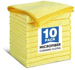 10 PCS Yellow Microfiber Cleaning Cloths, Highly Absorbent Microfiber Towels for Car, Kitchen, Bathroom and Household Cleaning, 11.8" X11.8 10 PCS Yellow Microfiber Cleaning Cloths, Highly Absorbent Microfiber Towels for Car, Kitchen, Bathroom and Household Cleaning, 11.8" X11.8