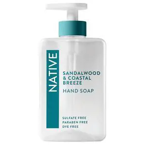 Native Liquid Hand Soap, Sandalwood & Coastal Breeze Scent, Non-Drying Formula for Soft, Smooth Hands, Made with Plant-Based Cleansers, Sulfate & Paraben Free, 13 oz Bottle Native Liquid Hand Soap, Sandalwood & Coastal Breeze Scent, Non-Drying Formula for Soft, Smooth Hands, Made with Plant-Based Cleansers, Sulfate & Paraben Free, 13 oz Bottle