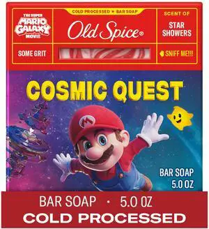 Bar Soap for Men, x The Super Mario Galaxy Movie, Cold Pressed with Grit, Made with Natural Oils & Plant Based Cleanser, Star Showers with Juicy Pear & Cedarwood Scent, 5.0 oz Bar Soap for Men, x The Super Mario Galaxy Movie, Cold Pressed with Grit, Made with Natural Oils & Plant Based Cleanser, Star Showers with Juicy Pear & Cedarwood Scent, 5.0 oz