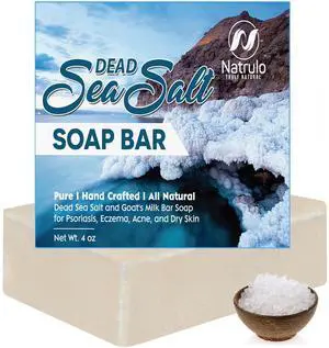 Dead Sea Salt Soap Bar for Face & Body, 4oz Pure Organic All Natural Goat's Milk Bar Soap for Psoriasis, Eczema, Acne, Dry Skin Cleansing, Exfoliating, Brightening, Smoothing, Nourishing Dead Sea Salt Soap Bar for Face & Body, 4oz Pure Organic All Natural Goat's Milk Bar Soap for Psoriasis, Eczema, Acne, Dry Skin Cleansing, Exfoliating, Brightening, Smoothing, Nourishing