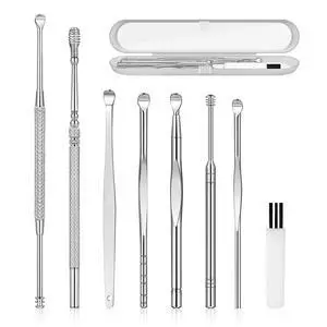 8Pcs Ear Pick Ear Wax Removal Kit, Earwax Removal Tool, Ear Cleansing Set, Ear Curette Ear Wax Remover Tools with a Cleaning Brush and Storage Box, Medical Grade, for Ear Adult and Kid, Silver 8Pcs Ear Pick Ear Wax Removal Kit, Earwax Removal Tool, Ear Cleansing Set, Ear Curette Ear Wax Remover Tools with a Cleaning Brush and Storage Box, Medical Grade, for Ear Adult and Kid, Silver
