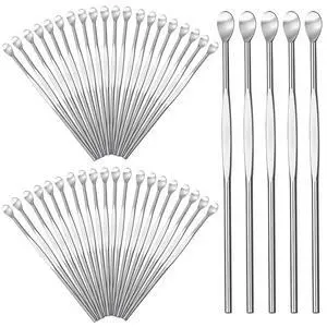 50Pcs Stainless Steel Wax Carving Tool, Ear Spoon Metal Ear Cleaner Portable Ear Pick Earwax Curette Ear Cleaner Tool Clay Sculpting Tools for Wax Modeling Sculpting and Shaping Engrave 50Pcs Stainless Steel Wax Carving Tool, Ear Spoon Metal Ear Cleaner Portable Ear Pick Earwax Curette Ear Cleaner Tool Clay Sculpting Tools for Wax Modeling Sculpting and Shaping Engrave