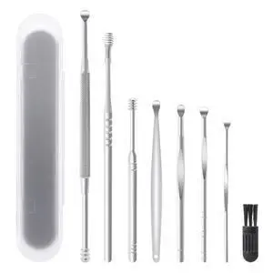 8 PCS Ear Cleansing Tool Set Stainless Steel Earwax Removal Tools Ear Wax Removal kit with a Cleaning Brush and Storage Box (Silver) 8 PCS Ear Cleansing Tool Set Stainless Steel Earwax Removal Tools Ear Wax Removal kit with a Cleaning Brush and Storage Box (Silver)