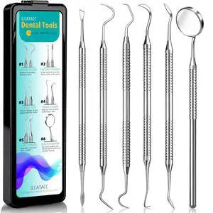 Dental Tools, Dental Pick for Teeth Cleaning, Stainless Steel Hygiene Kit with Tooth Scraper Plaque Tartar Remover - with Case Dental Tools, Dental Pick for Teeth Cleaning, Stainless Steel Hygiene Kit with Tooth Scraper Plaque Tartar Remover - with Case