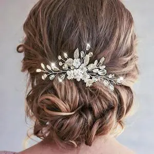 Rhinestone Bridal Hair Accessories Silver Hair Piece Wedding Hair Pins for Women Rhinestone Bridal Hair Accessories Silver Hair Piece Wedding Hair Pins for Women