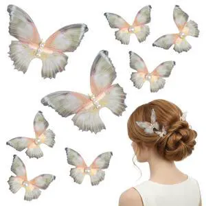 8Pcs Butterfly Hair Clips for Women, (2 Large+6 Small Set) 3D Moving Wings with White Pearl Fairy Accessories Cute Butterfly Hair Pins - Olive Green 8Pcs Butterfly Hair Clips for Women, (2 Large+6 Small Set) 3D Moving Wings with White Pearl Fairy Accessories Cute Butterfly Hair Pins - Olive Green
