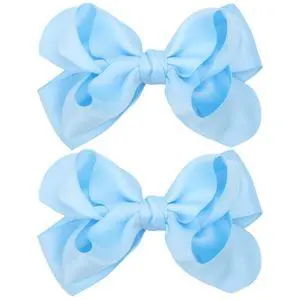 Large Big 5.5 Inch Hair Bow Clips Thick Ribbon - Cute Lined Boutique Alligator Hairpin for Girls, Toddlers, and Little Teens - Kids Barrettes Set of 2 Stylish (Blue) Large Big 5.5 Inch Hair Bow Clips Thick Ribbon - Cute Lined Boutique Alligator Hairpin for Girls, Toddlers, and Little Teens - Kids Barrettes Set of 2 Stylish (Blue)