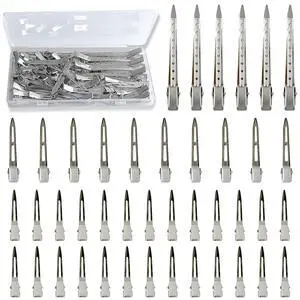 42Pcs Styling Hair Clips Set: Silver Metal Duck Billed Clips for Women's Hairstyling, Long Duckbill Pins, Alligator Rollers with Case 42Pcs Styling Hair Clips Set: Silver Metal Duck Billed Clips for Women's Hairstyling, Long Duckbill Pins, Alligator Rollers with Case