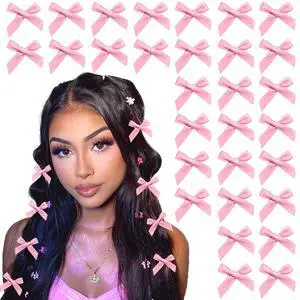 Bow Hair Clips Pink Satin Mini Bowknot Hair Accessories Cute Hair Bow Barrettes Ribbon Hairpins for Women Girls Bow Hair Clips Pink Satin Mini Bowknot Hair Accessories Cute Hair Bow Barrettes Ribbon Hairpins for Women Girls
