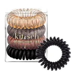 Spiral Hair Ties for Women Coiled Plastic Hair Ties No Damage, Ponytail Holders for Thick and Thin Hair Creaseless and Dent-Free, Phone Cord Style | Ideal Gifts for Women - Brunette, 4 Pcs Spiral Hair Ties for Women Coiled Plastic Hair Ties No Damage, Ponytail Holders for Thick and Thin Hair Creaseless and Dent-Free, Phone Cord Style | Ideal Gifts for Women - Brunette, 4 Pcs